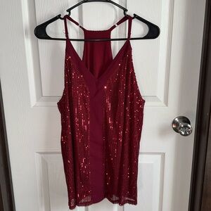 Red sequined top